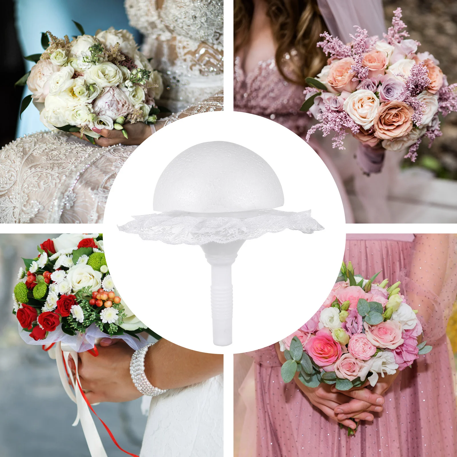 

1Set DIY Bridal Bouquet Semi Sphere Lace Flower Handmade Wedding Party Decoration Romantic Simulation Flower Prop