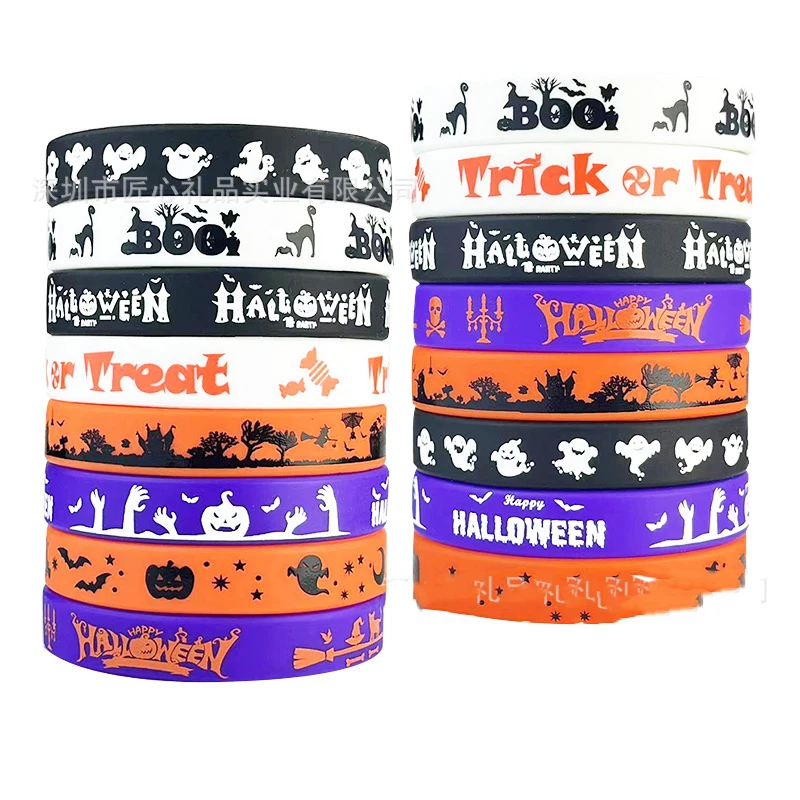 6pcs Halloween Party Favors Silicone Bracelets Rubber Wristbands for Halloween Party Trick or Treat Stuffers Fillers Accessories