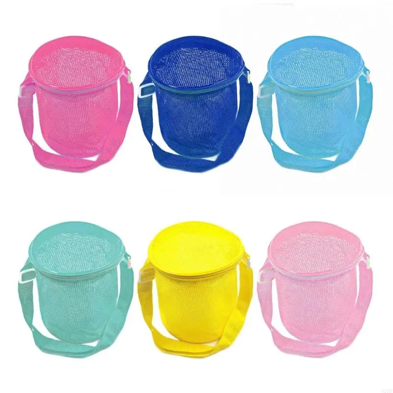 

J2HF Mesh Sand Toy Storage Bag For Children Water Resistant Zippered Shoulder Bag for Beach Activity Beachcombing Essential