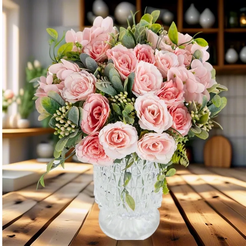 

Artificial flower rose hydrangea Diy gift Christmas festival party bonsai Home Outdoor Garden wall Decor Wedding bridal bouquet