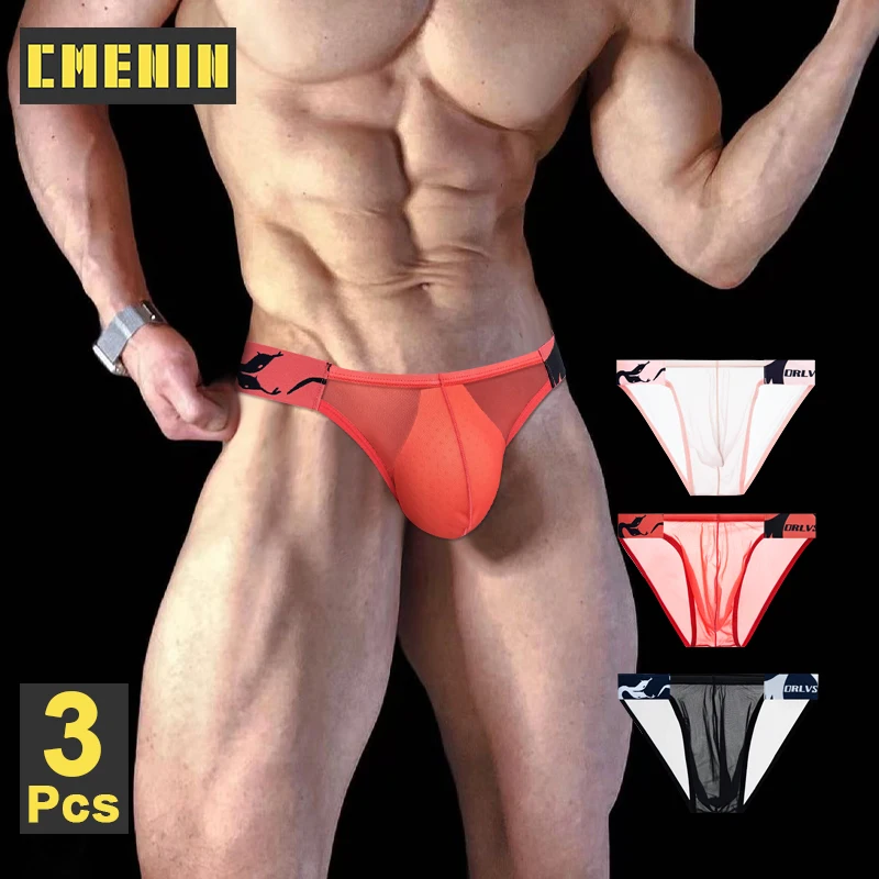 

3 шт., сексуальные прозрачные мужские трусы, прозрачное ультратонкое мужское нижнее белье, бикини с высоким вырезом, мужские трусы, трусы для геев, плавки