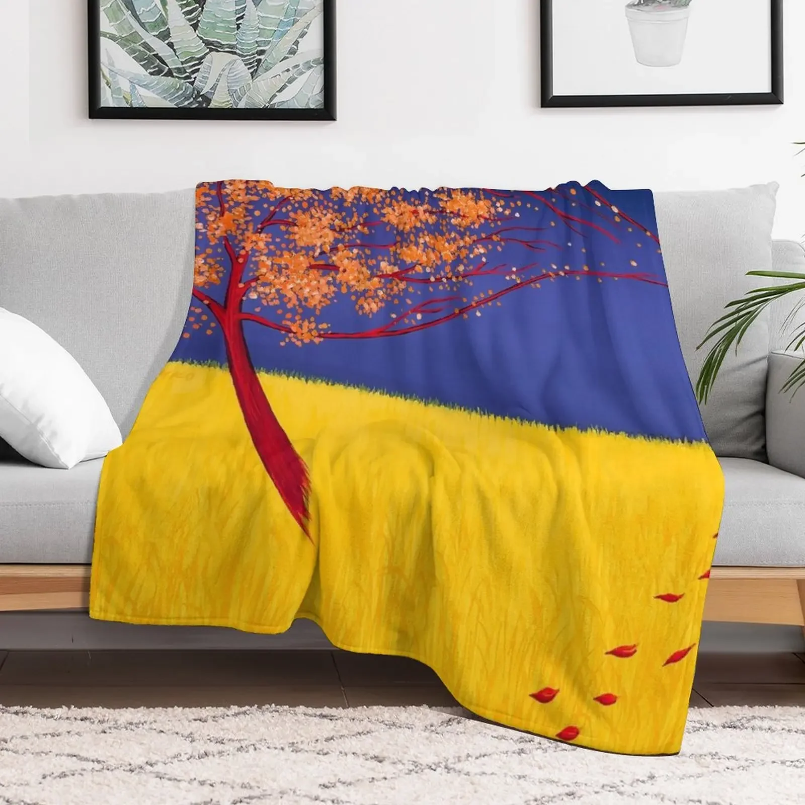 Dancing Tree Throw Blanket Soft Sherpa Fleece Warm Blanket for Winter