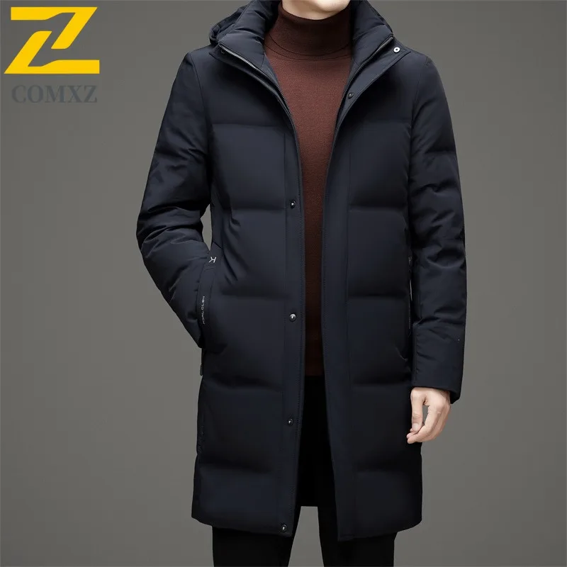 COMXZ Down Jacket Casual Hooded Collar Outdoor Working Cold Protection Parka Fashion White Duck Down Lightweight Winter Garment