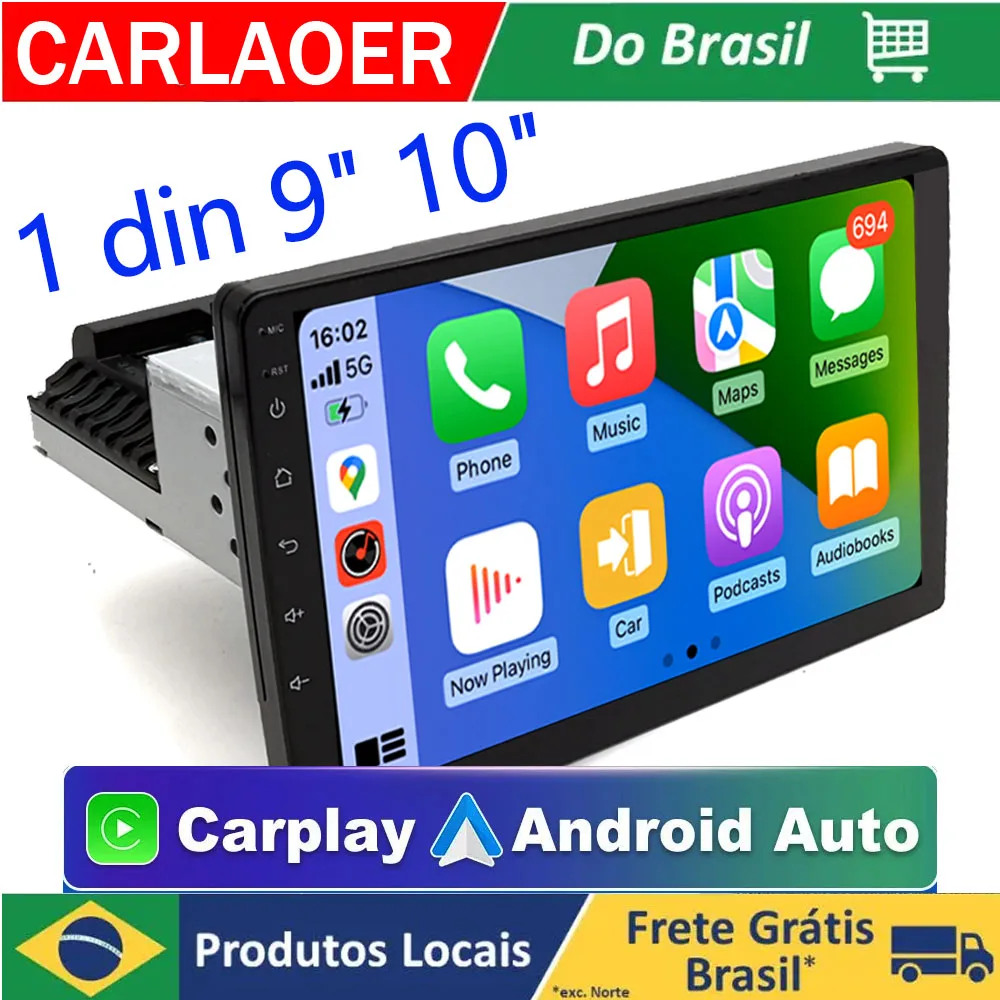 מערכת מולטימדיה לרכב 1DIN עם מסך 9/10 אינץ', תמיכה ב-CarPlay ו-Android Auto, רדיו, GPS, 4 ליבות, 4G, 64G.