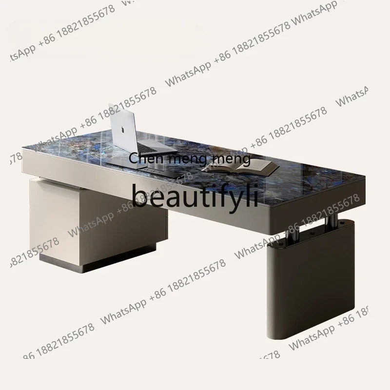 N178 C Luxury stone rock slab desk light luxury modern high-end study home boss computer desk