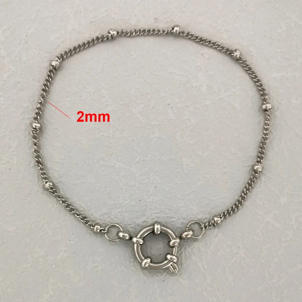 QMHJE Edelstahl Armband Fußkettchen Frauen Männer Anker Verschluss Perlen Kette Sailor Rad Geometrische Link Grundlegende DIY Gold Silber Farbe – Detail 8