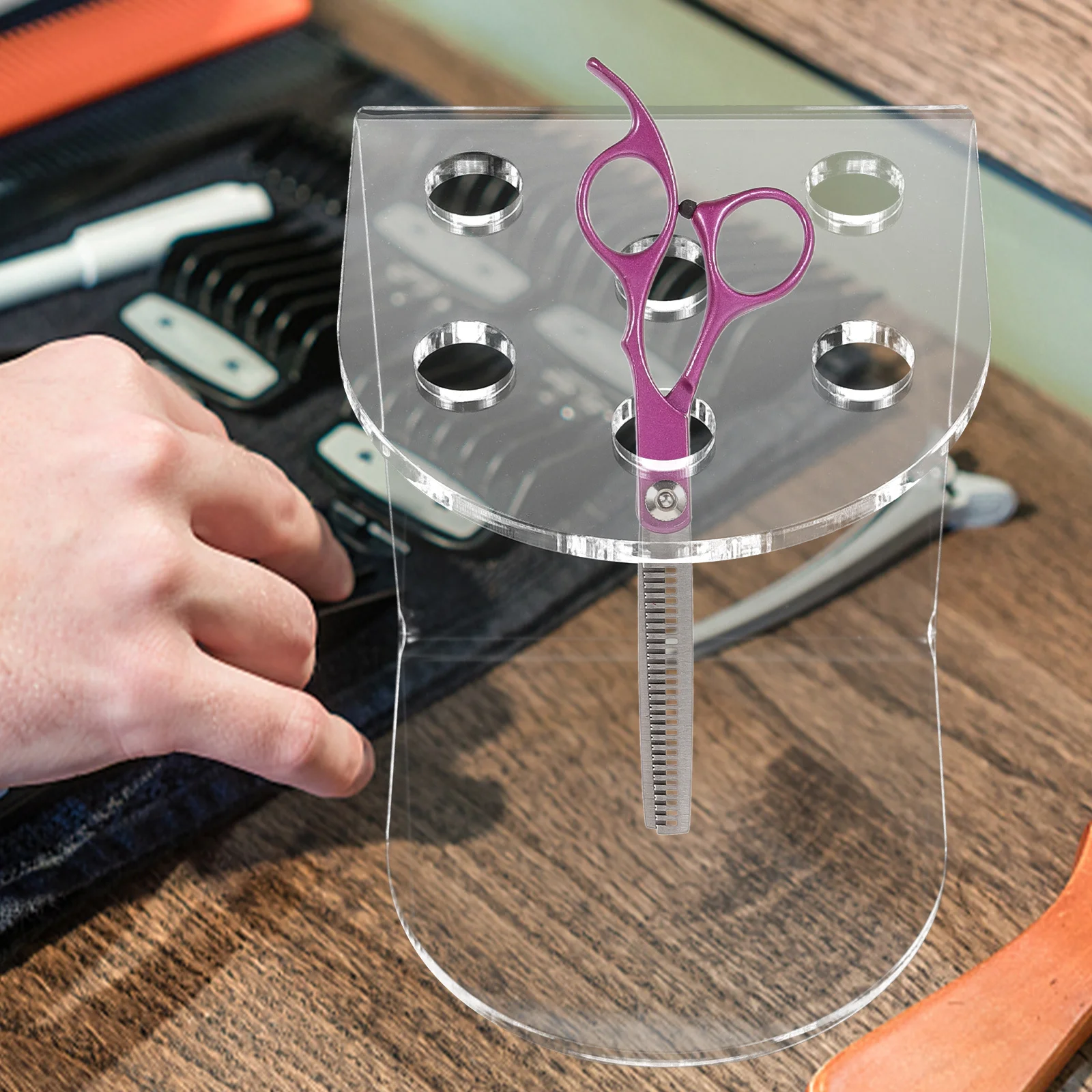 Acryl Schere Halter Rack Friseursalon Langlebig Organizer Desktop Scheren Keeper Friseur Werkzeuge Fall Schere Halter