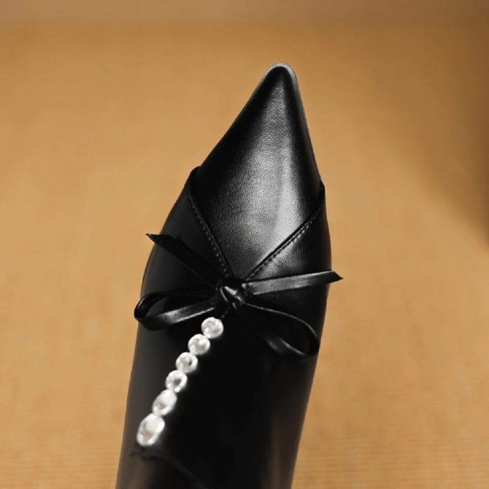 【JOCHEBED HU】 جديد الخريف الشتاء سبليت جلد طبيعي المرأة أشار تو التمهيد اليدوية عالية الكعب حذاء بوت بطول الكاحل Zapatos Mujer 34-40 #3