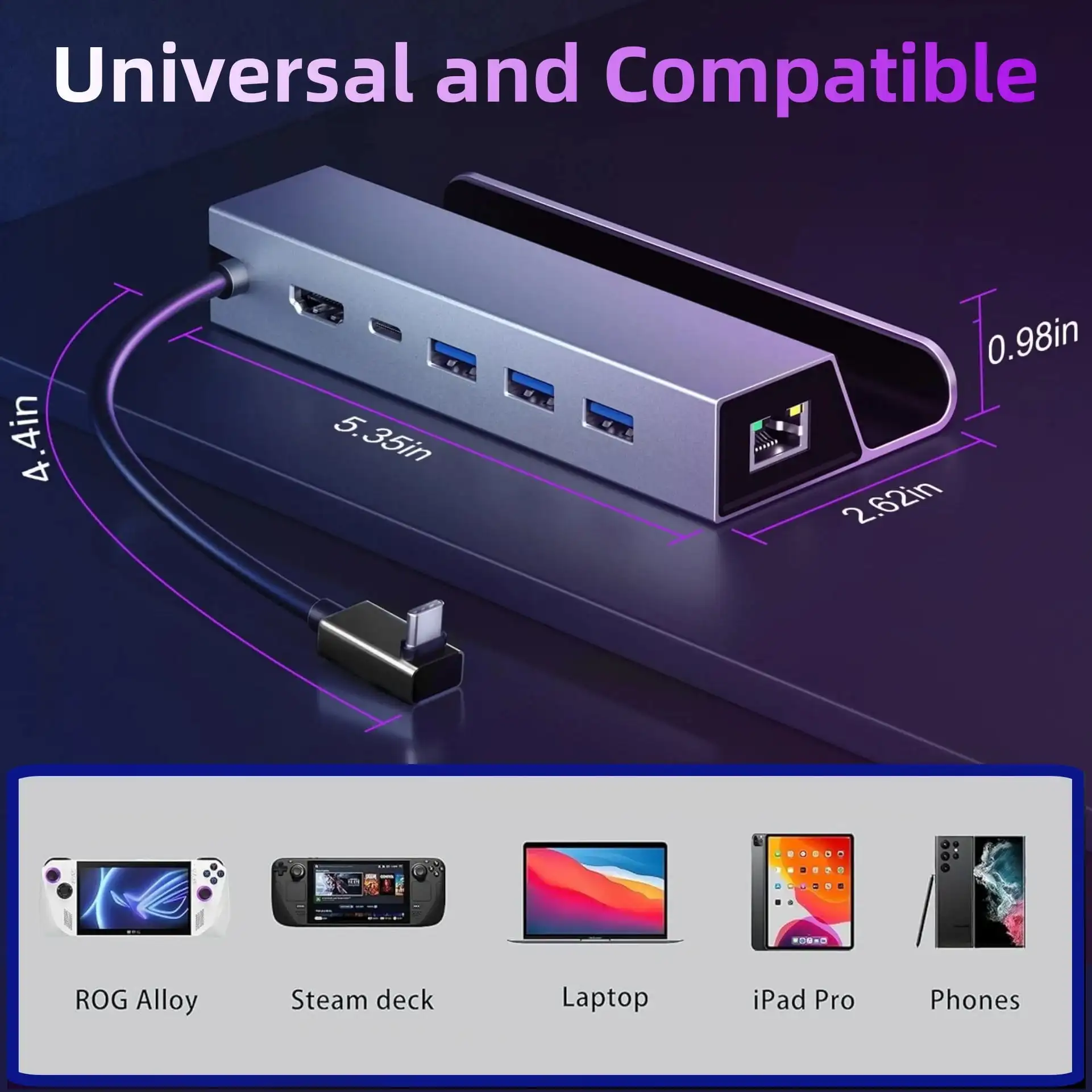 6 in 1 Docking Station for Steam Deck/ROG Ally USB C Dock with