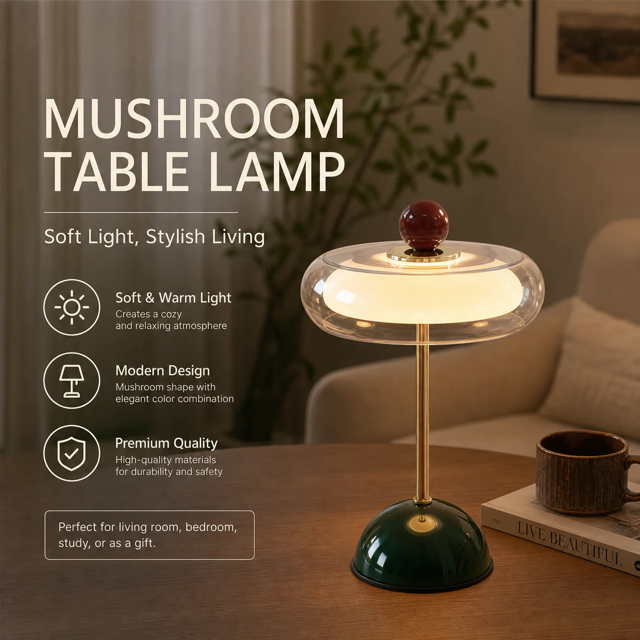 WWPPU Cream Style Rechargeable Table Lamp Retro Luxury Bedside Night Light For Kids Master Bedroom