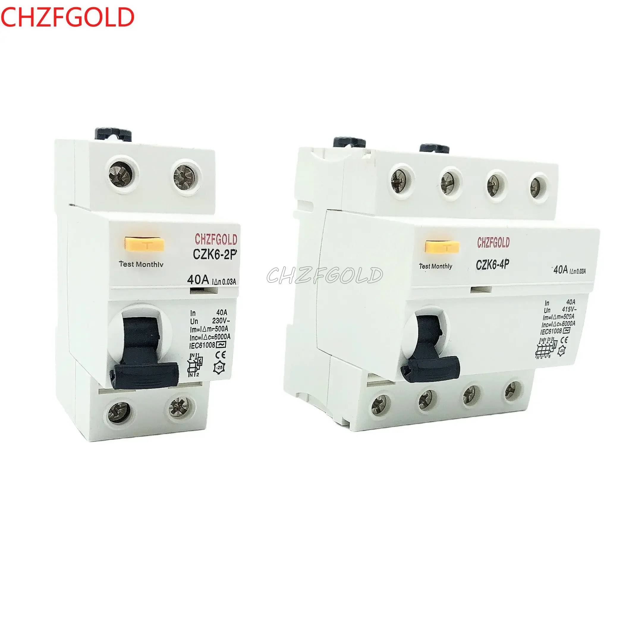 CHZFGOLD4PDZ30LE 230V 3P+N 10A 16A 20A 25A 32A 40A 63A 30mA   AResidual Current Circuit Breaker Earth Leakage RCD RCBO RCCB ELCB