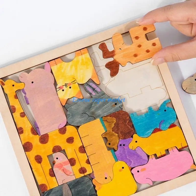 090b diy sem pintura animal quebra-cabeça jogo tabuleiro handeye coordenação brinquedo bloco correspondência crianças colorir