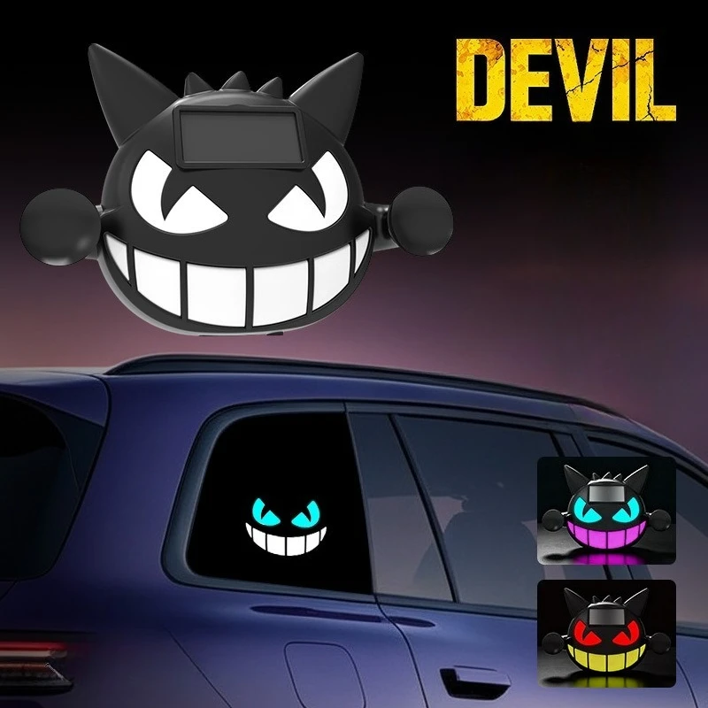 Solar-powered Evil Devil's Eye LED in-car Ambient Light Rear Window Dynamic Expression Warning Light