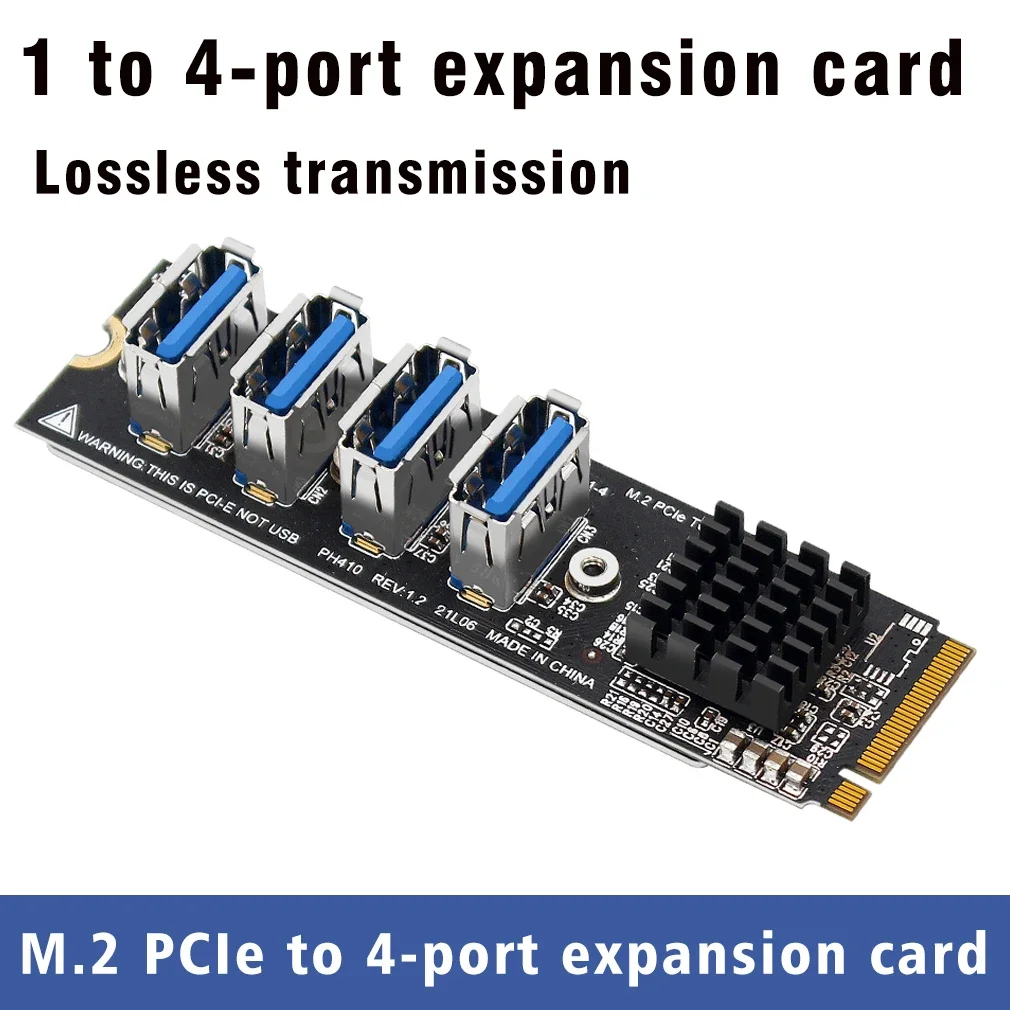 M.2 M-Key Pcie Expansion Cards M.2 To Pci-E X1 4 Port USB3.0 Graphics Card Expansion Adapter ASM1184E M.2 Adapter