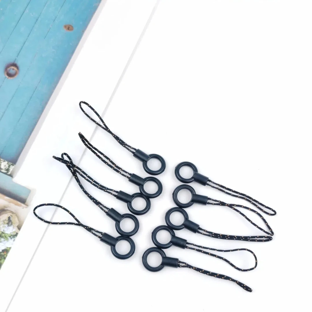 DIY small circle mobile phone lappel accessories Thick small rope head black rope buckle mobile phone case jewelry chain