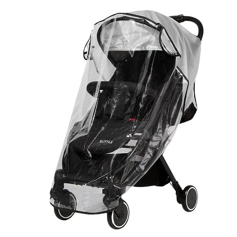 Universeller Regenschutz für Baby-Kinderwagen, atmungsaktiv, wetterfest, winddicht, Sonnenschutz, wasserdicht, transparent, Regenmantel für Kinderwagen, Kinderwagen-Zubehör – Detail 2