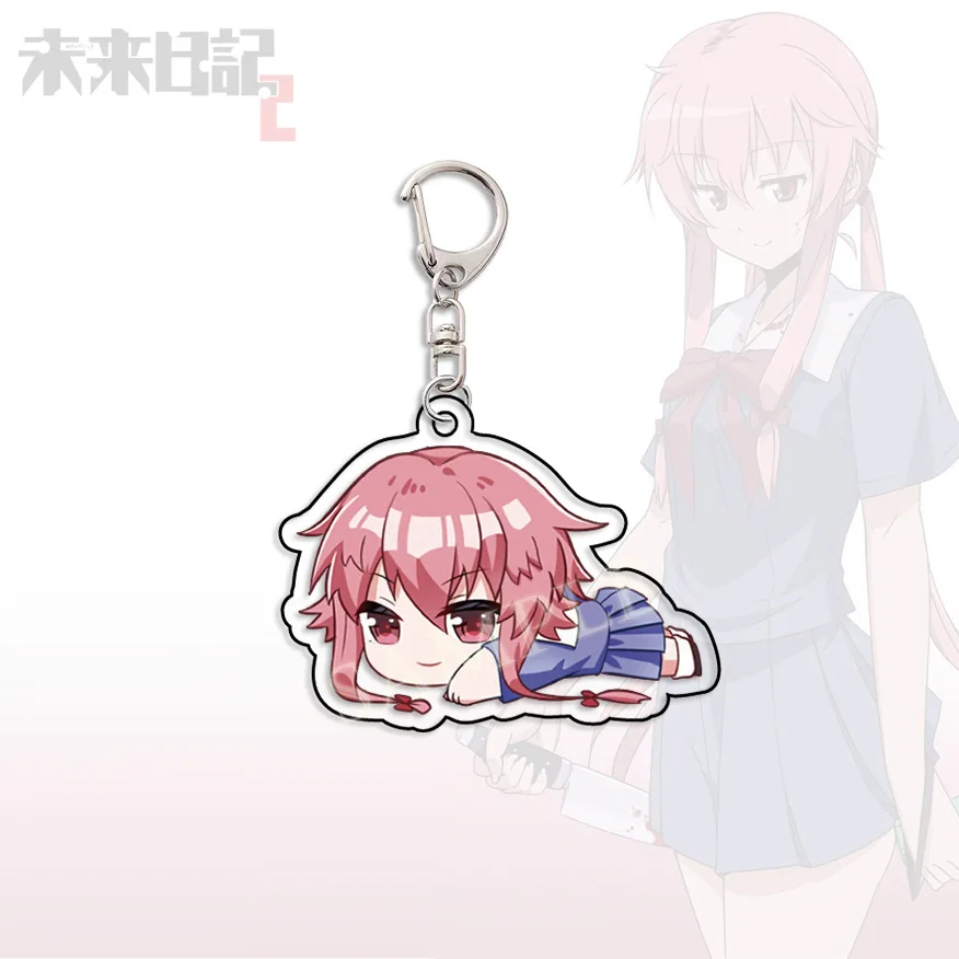 LLavero de Anime Yuno Gasai Future Diary, accesorios de Mirai, anillo de llavero, colgantes de Halloween, accesorios de colección de regalo