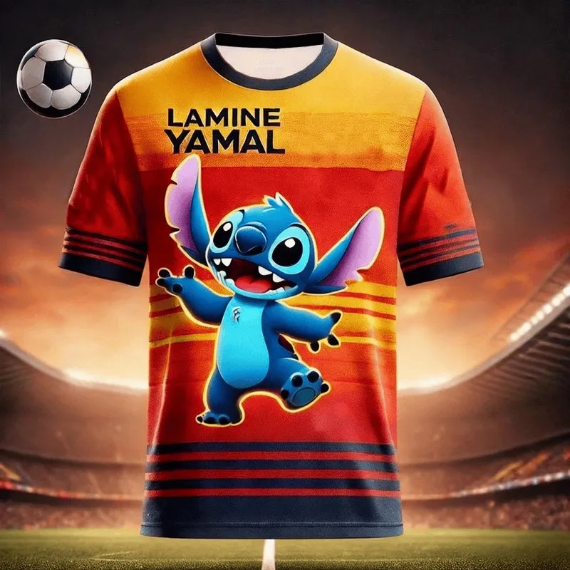 

New Cartoon Disney Stitch CHATGPT Football Jersey Yamal10 Soccer Jersey Training Uniform Breathable Oversize Unisex T-shirt