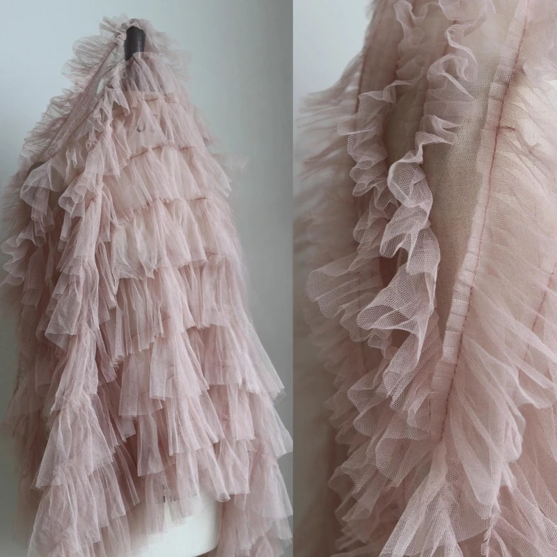 Wrinkled Texture Lace Soft Fabric for Cake Skirt Dress Design Three Dimensional Fashion Fabric Diy By The Meter Sewing Material