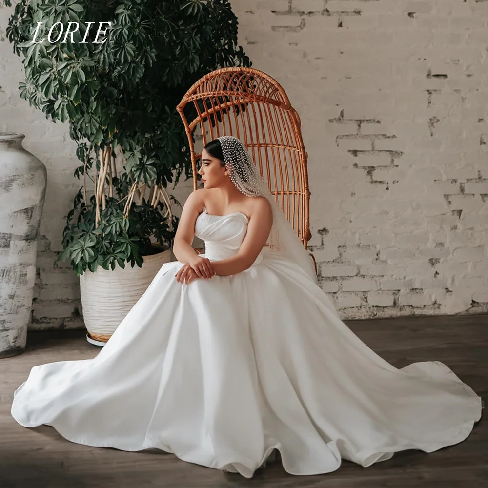 

LORIE Luxury Beading A Line Wedding Dress Strapless Bridal Dresses Temperament Appliques Wedding Gown Customized 2026