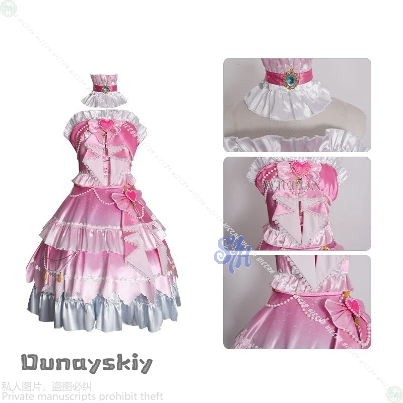 لعبة أنيمي Aikatsu STARS! زي Shiratori Hime التنكري {BankaiMode} فستان كعكة كاواي جميل وردي على شكل قلب لوليتا حلو للهالوين