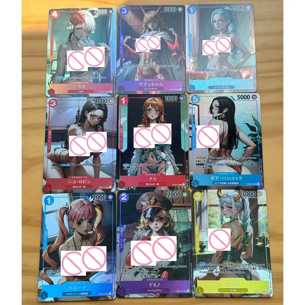 Ensemble de cartes de collection sexy Anime OPCG, CHRISTAO, Nami, Perona, grande poitrine, beauté, document réfractif, carte demi-nue flash, cadeau garçon, 9 pièces