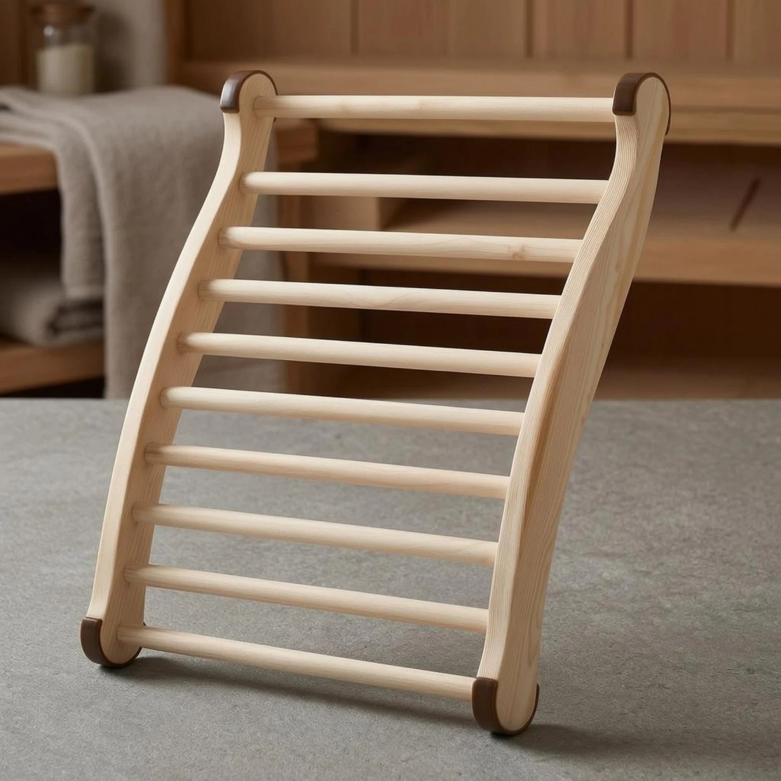 Natural Wood Sauna Backrest Smooth Finish Wooden Sauna Backrest Back Support Heat-Resistant Wellness Item No Assembly