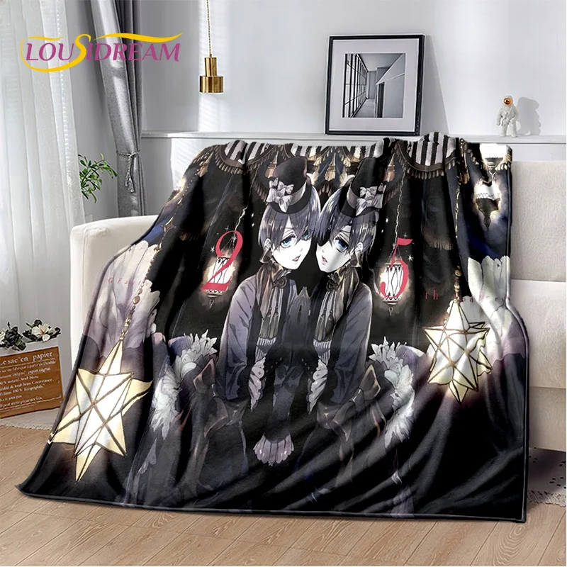 Cartoon Black Butler Anime 3D Blanket,Soft Throw Blanket for Home Bedroom Bed Sofa Picnic Travel Office Rest Cover Blanket Kids