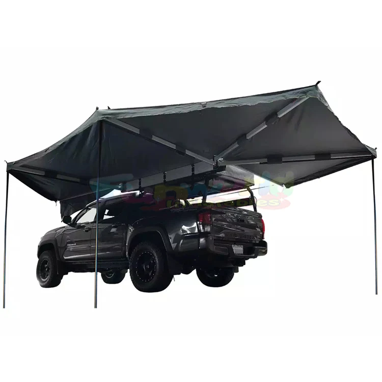 270° Extra Large 2M Pop-Up Car Roof Tent Awning, Hardtop Rooftop Side Awning with Light for Glamping Camping