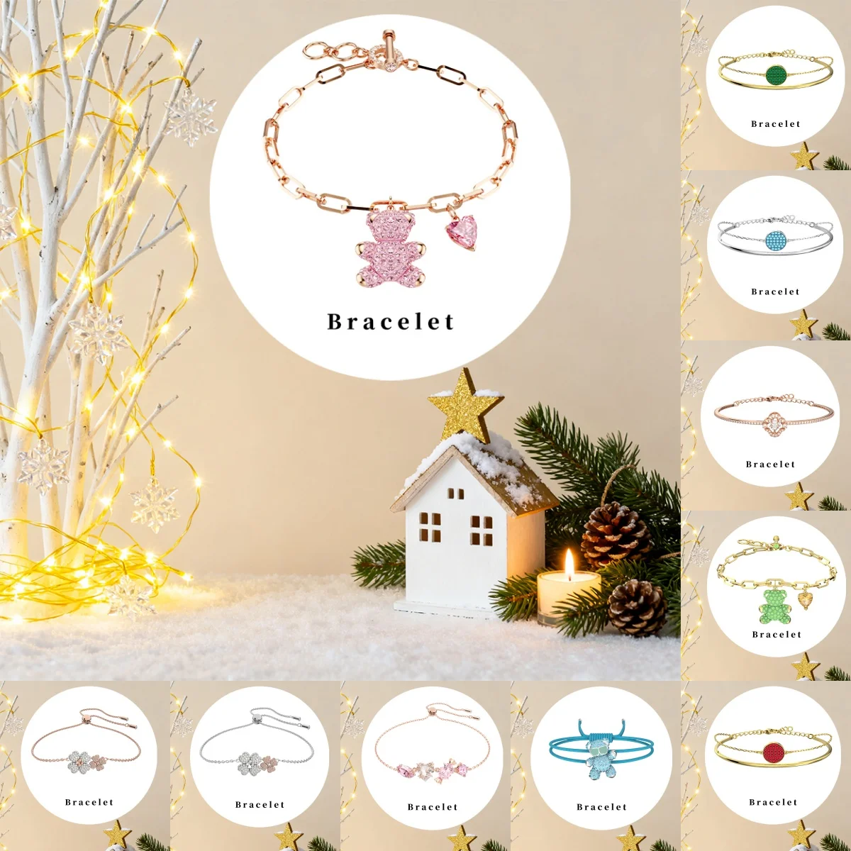 

2025 New Christmas Decorations Christmas Pendant Pendant SW Classic Bracelet Women's Style Fashionable and Exquisite