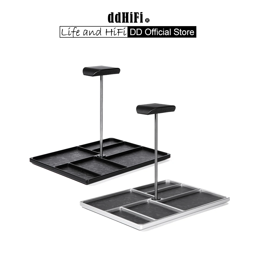 DD ddHiFi × aboStudio HSEDC01 Set di stoccaggio |   Piastra EDC e supporto per cuffie in alluminio e fibra di carbonio | Organizzatore compatto | Nero/Argento