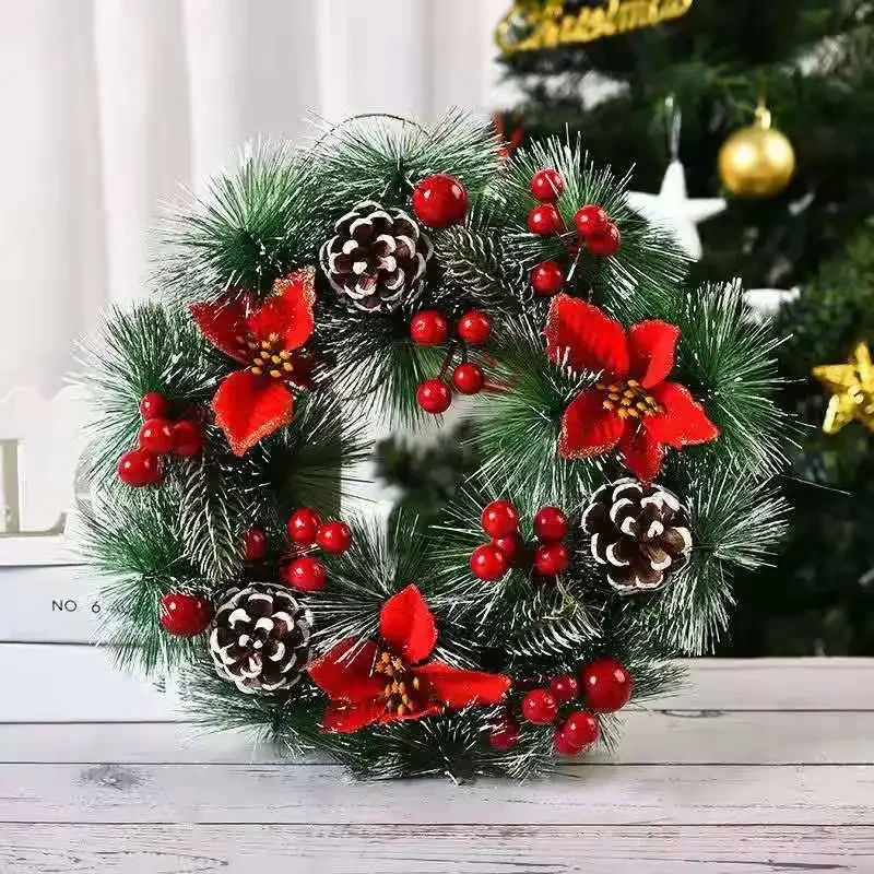 Christmas Decorations Ball Ring Ribbon Garlands Home Wall and Door Hangings Front Door Wall Other Christmas Wreath Bamboo A0003