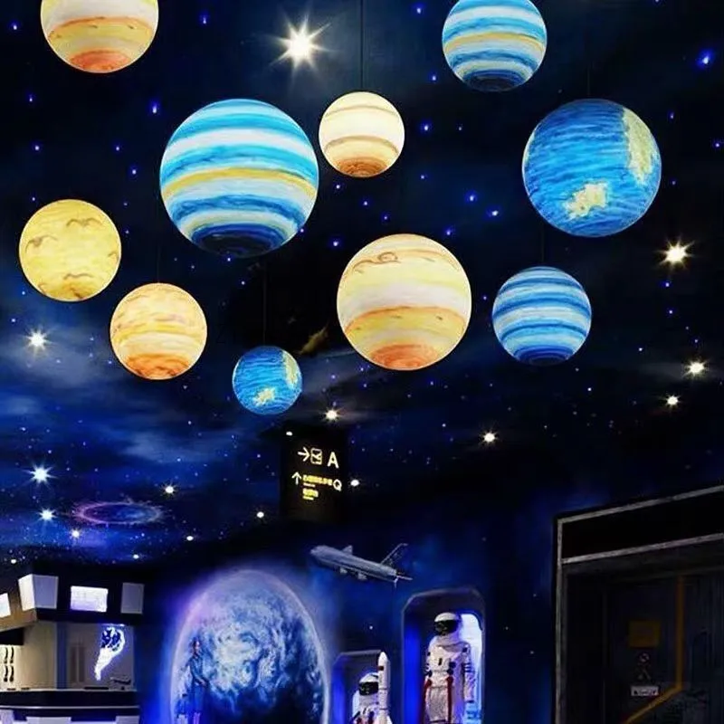 Creative Planet Chandelier Earth Light Eight Planets Decorative Starry Sky Moon Light