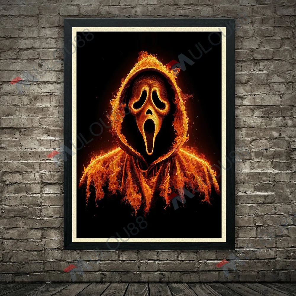 Ghost Face Portrait Funny Wall Art Canvas Painting,Horror Mask Abstract Gothic Art Poster And Print Home Decoration Unframed