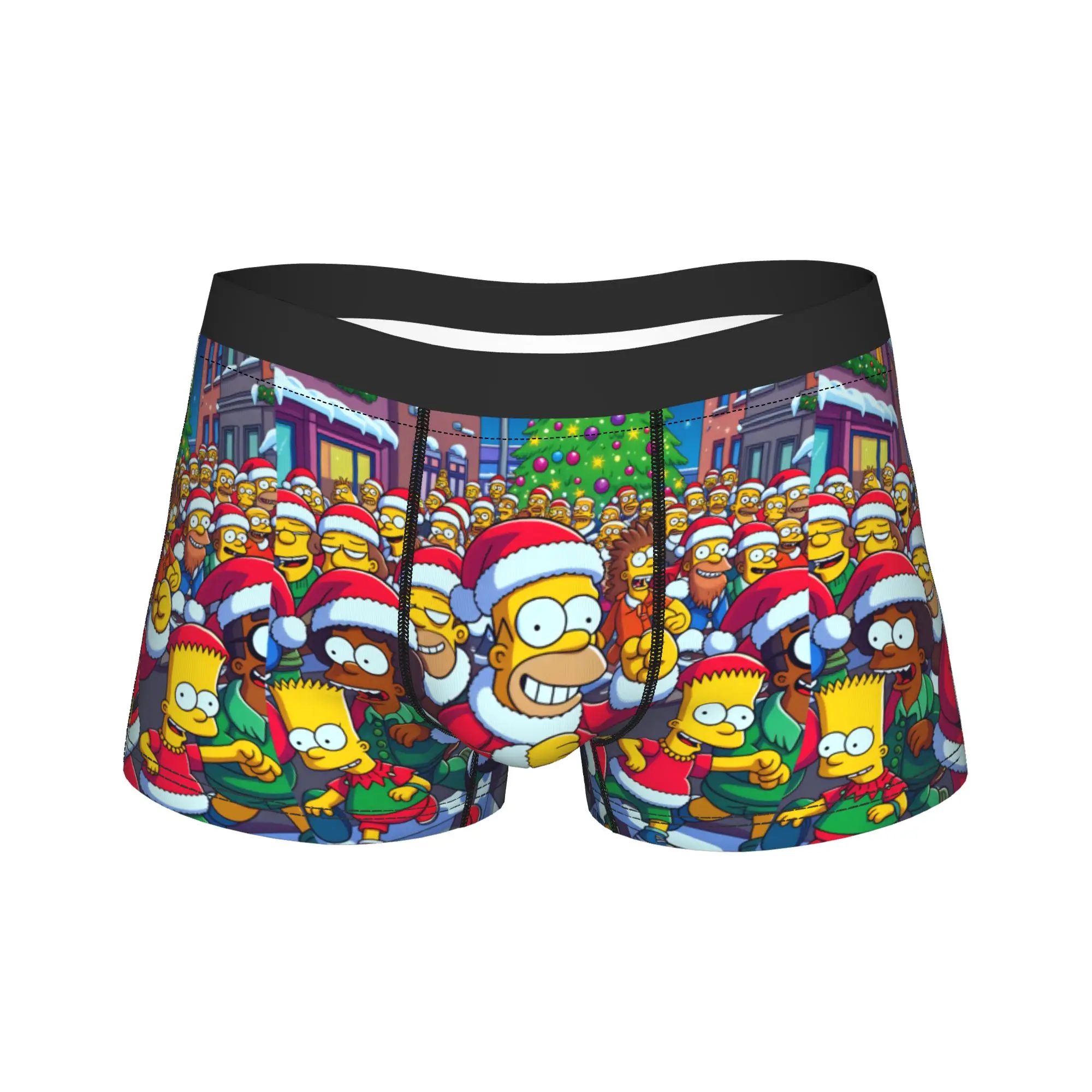 Funny S-Simpsons Santa Christmas Parade Underwear Novelty Underpants Custom Shorts Briefs For Men 3D Pouch Oversize Boxer Shorts