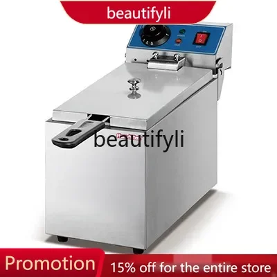 

A61 Temperature-Controlled Small Food Electric Fryer Single/Double Tank Oil Fryer Stainless Steel Thickened Skewer Fryer Double