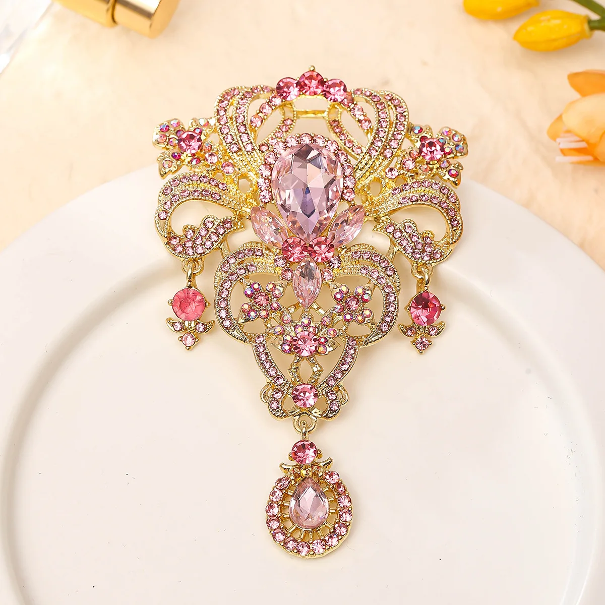 SHMIK High-end Luxury Full Crystal Flower Pendant Brooch Badges For Women Men Fashion Classic Exquisite Party Pin Accessories
