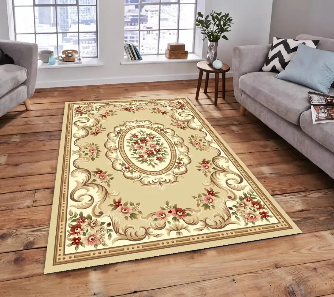 European Style Living Room Carpet Luxury Pattern Household Decorative Rugs BedRoom Cloakroom Lounge Washable Anti Slip Floor Mat