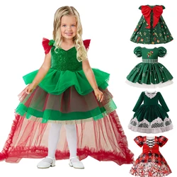 Baby Christmas Party Girls Costume Carnival Halloween Deer Candy Santa Claus Green Birthday Princess Dress Wedding Kids Clothes