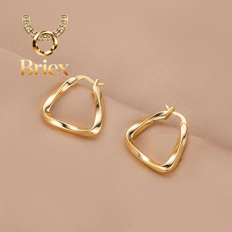 

Briex Jewelry Luxury 24K 9999 Pure Gold real gold French Fashionable High-end Irregular Stud Mobius Earrings