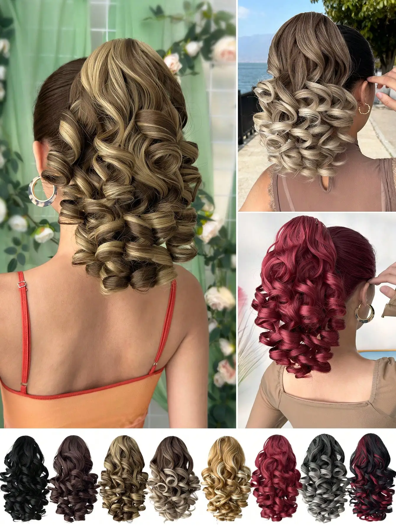 

14-дюймовый синтетический парик-хвост с глубокими волнами, термостойкий, черный омбре, подходит для женщин, для вечеринок на Рождество и Хэллоуин, для повседневного использования