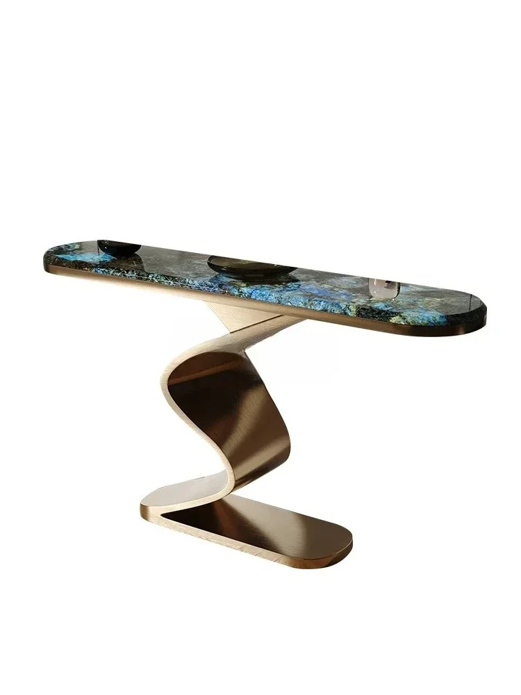 A Light luxury entrance table facing the door against the wall End view platform Aisle corridor shelf Entrance platform