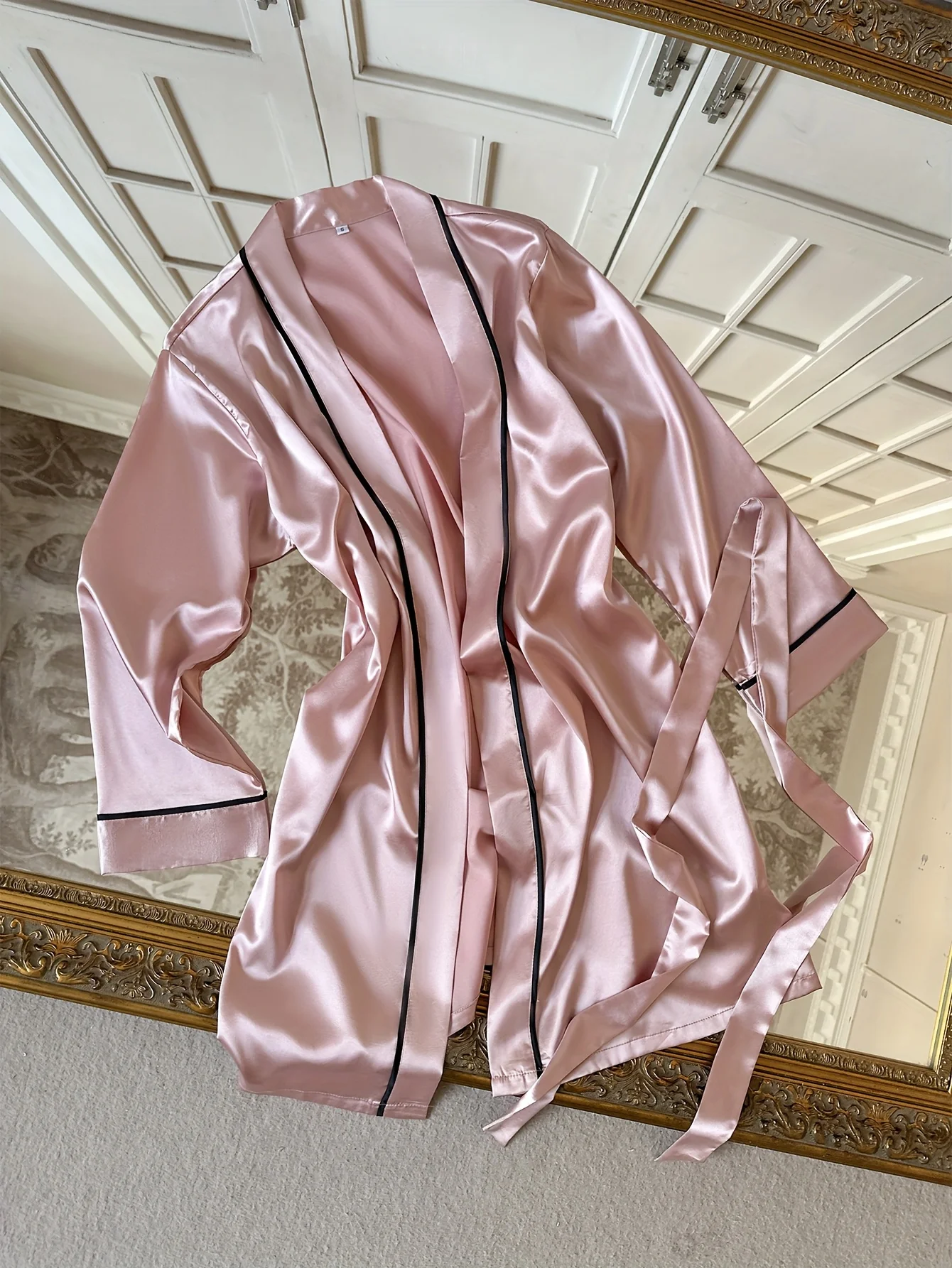 Elegant Women Sleep Robe V Neck Self Tie Waist Belt Loose Pajamas Casual and Comfortable Bedroom Bathrobe Loungewear Nightwear image 4