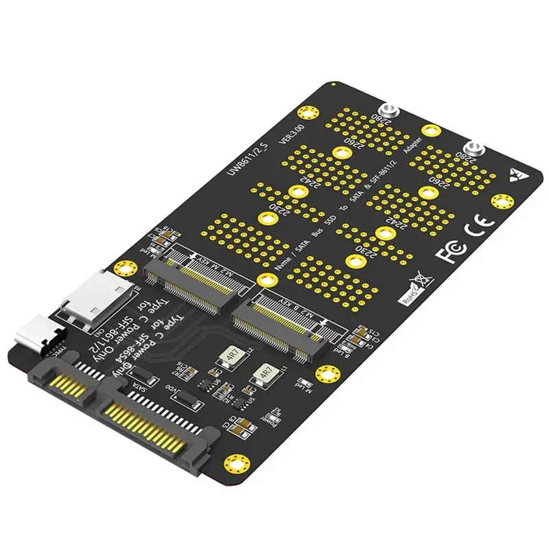 AS95 2-In-1 Combo M.2 NVMe SSD for SATA-Bus SSD to SFF-8611/8612 and for SATA Adapter for 2230 2242 2260 2280
