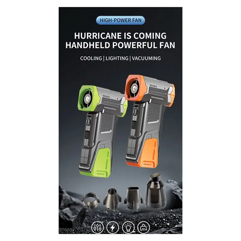 BABZ Fan 130000RPM Brushless 8000mAh Handheld Blower, High-Speed Dust Fan Powerful Snow Blower Mini