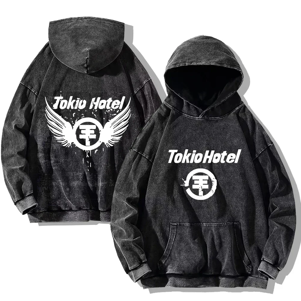 

Hip Hop Streetwear Tokio Hotel Washed Hoodies Tokio Hotel Kaulitz 89 Sweatshirts Men Women Retro Casual Oversized Pullover Tops