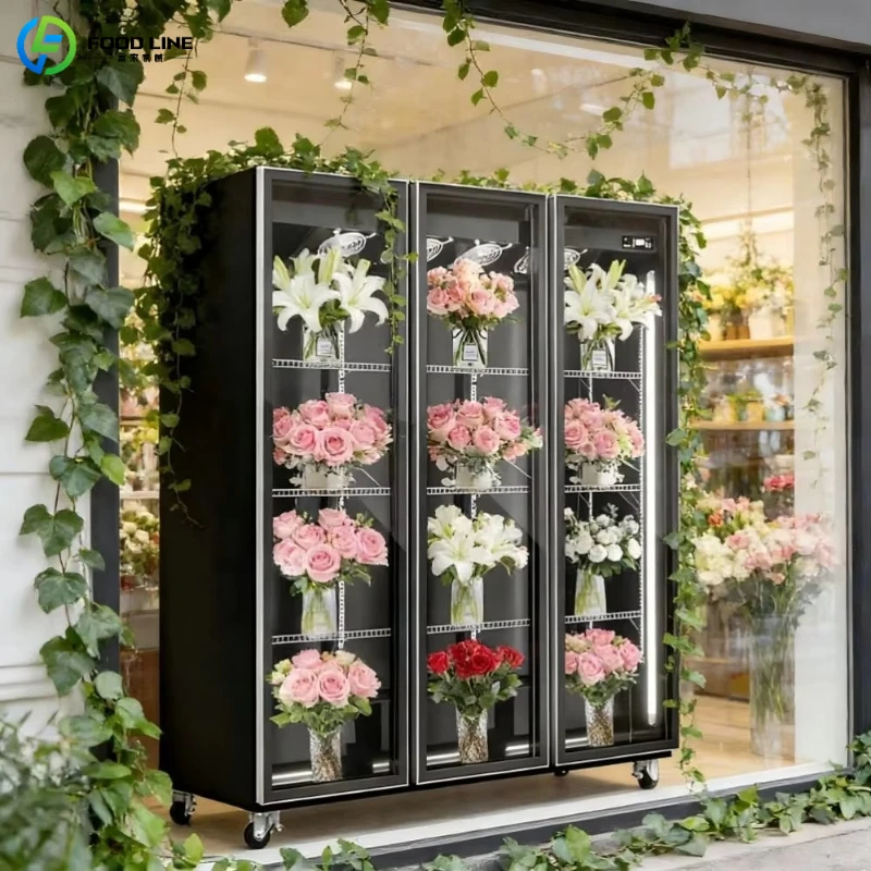 Customized Commercial Flower Display Cabinet Flower Cooler Glass Door Fresh Flower Refrigerator with Humidity Control