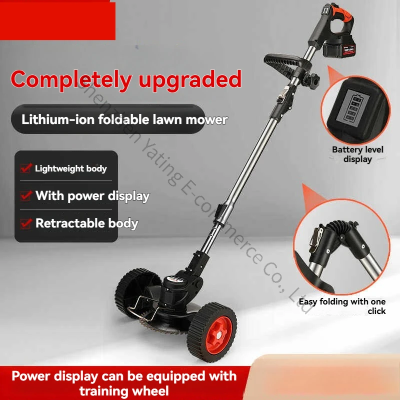 

Folding Electric Lawn Mower, Rechargeable Small Household Multifunctional Agricultural Harvesting, Weeding and Weeding