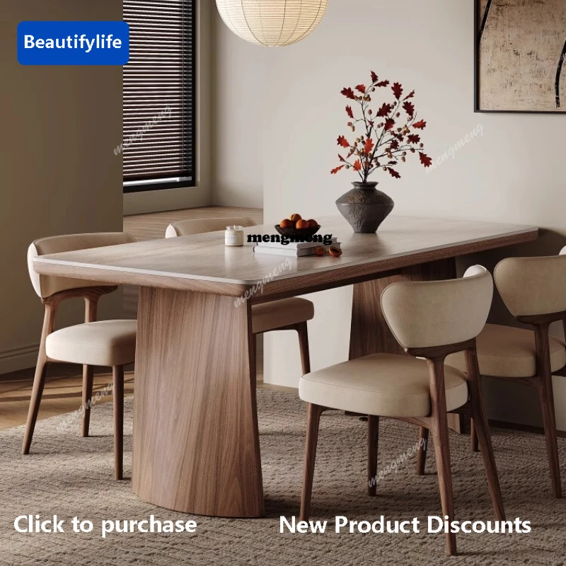 F85 Dining Room Chairs Rectangular Tables Set Furniture 1.4m 1.6m 1.8m Modern Simple Light Luxury Solid Wood Slate Dining Table