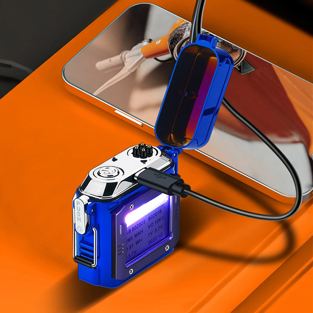 Typ inteligentnej technologii: Elektroniczny zapalniczka impulsowa, przezroczysta, wodoodporna, ładowana przez USB, o dużej pojemności, z cyfrowym wyświetlaczem, idealna na prezent.